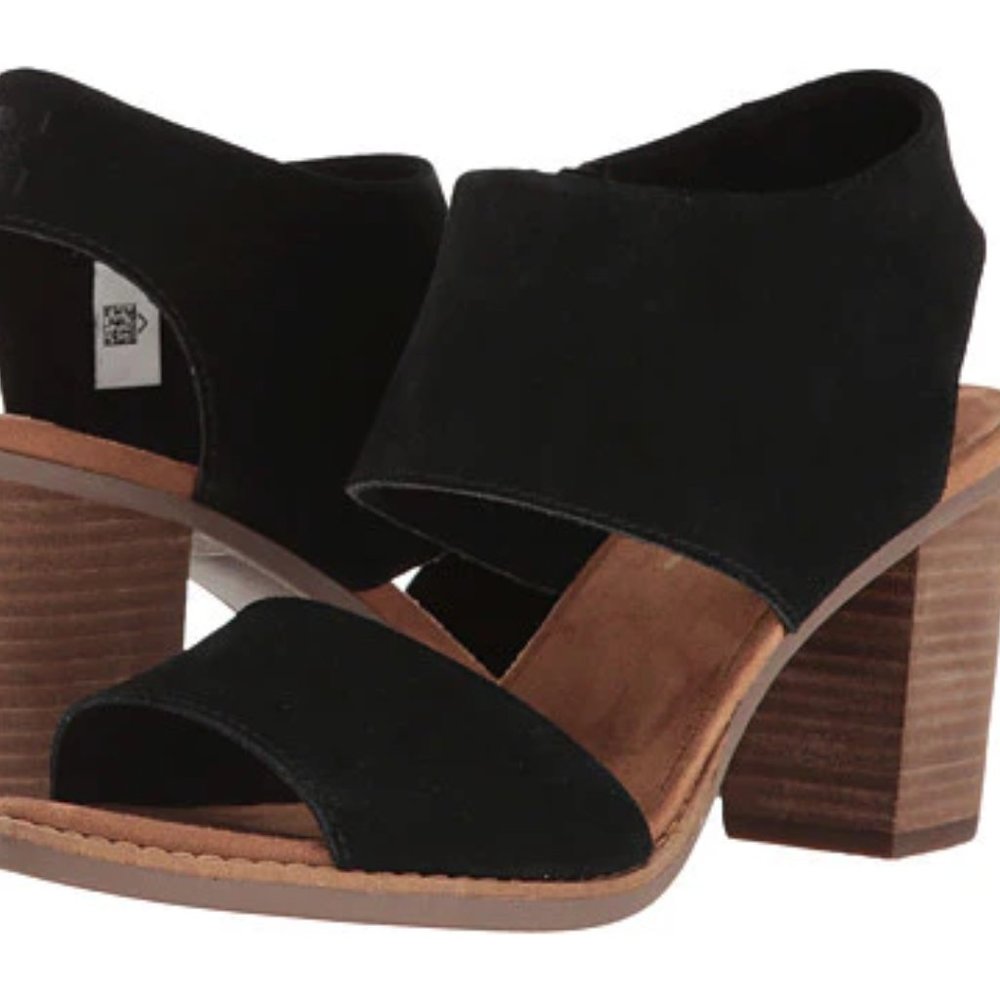 Toms Majorca Cut Out Sandals in Black Suede